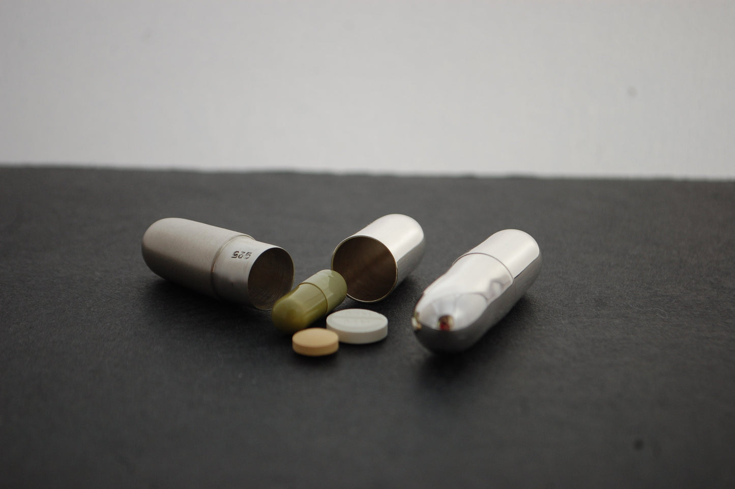 Sterling Silver pill Box MINI Handmade Pill-shaped box, Pill Case - capsule pillbox