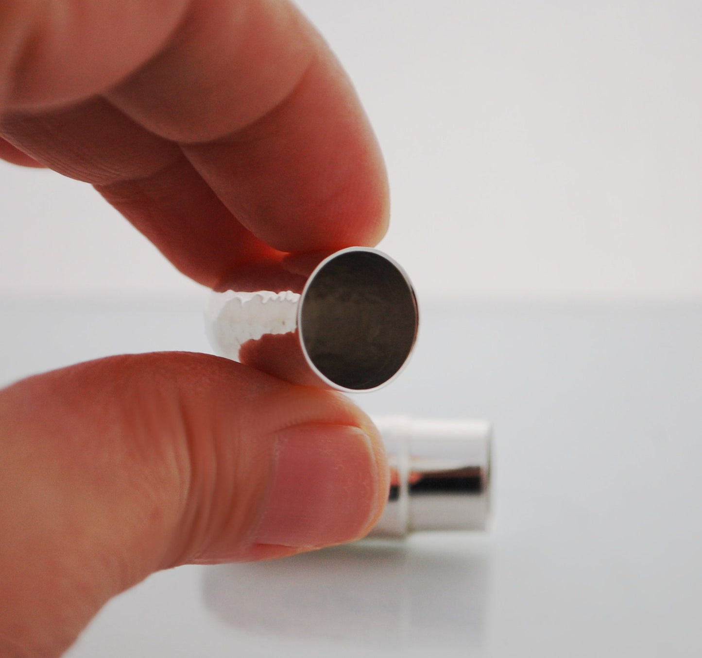 Sterling Silver pill Box MINI HAMMERED Handmade Pill-shaped box