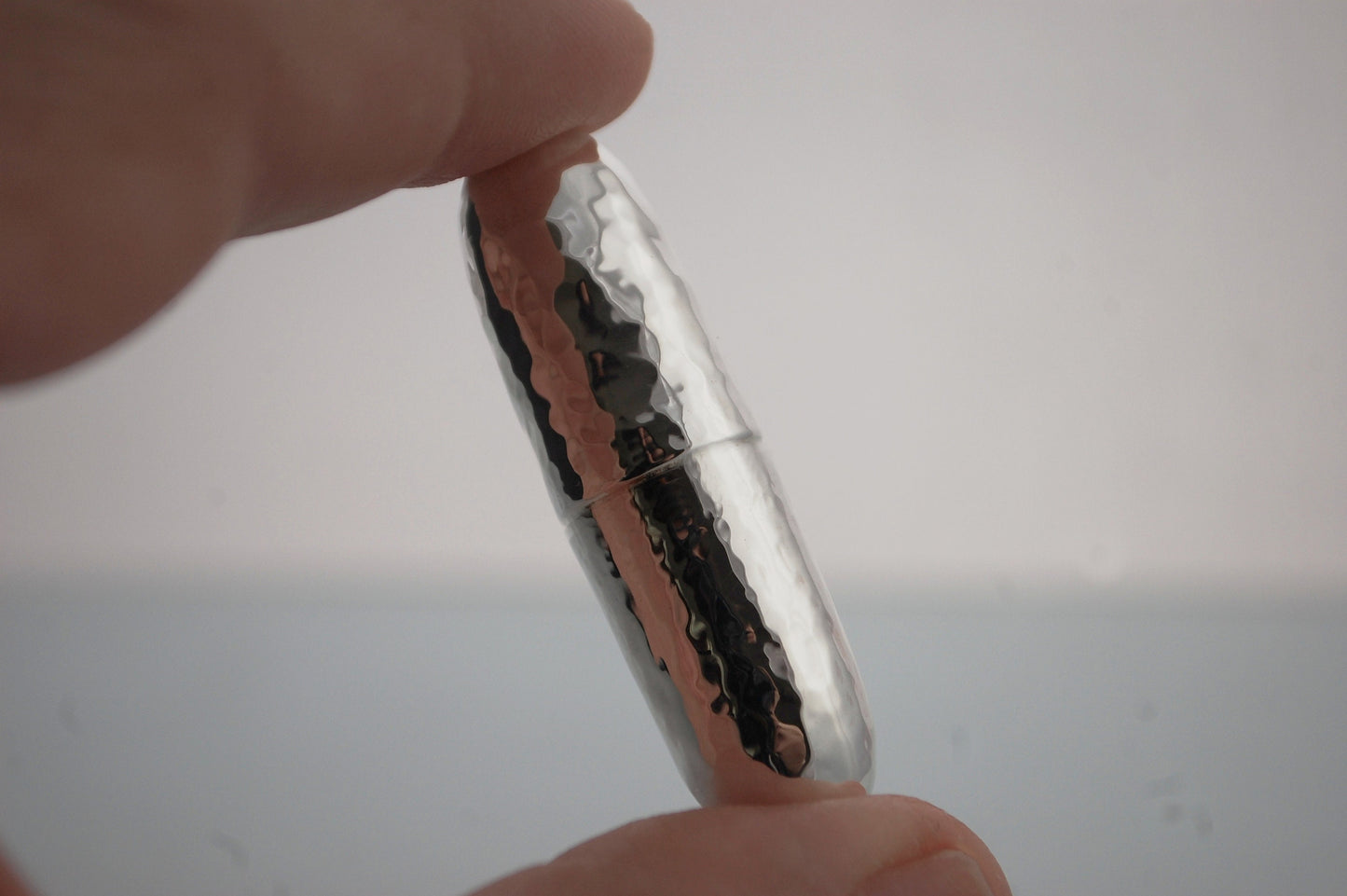 Sterling Silver pill Box MINI HAMMERED Handmade Pill-shaped box