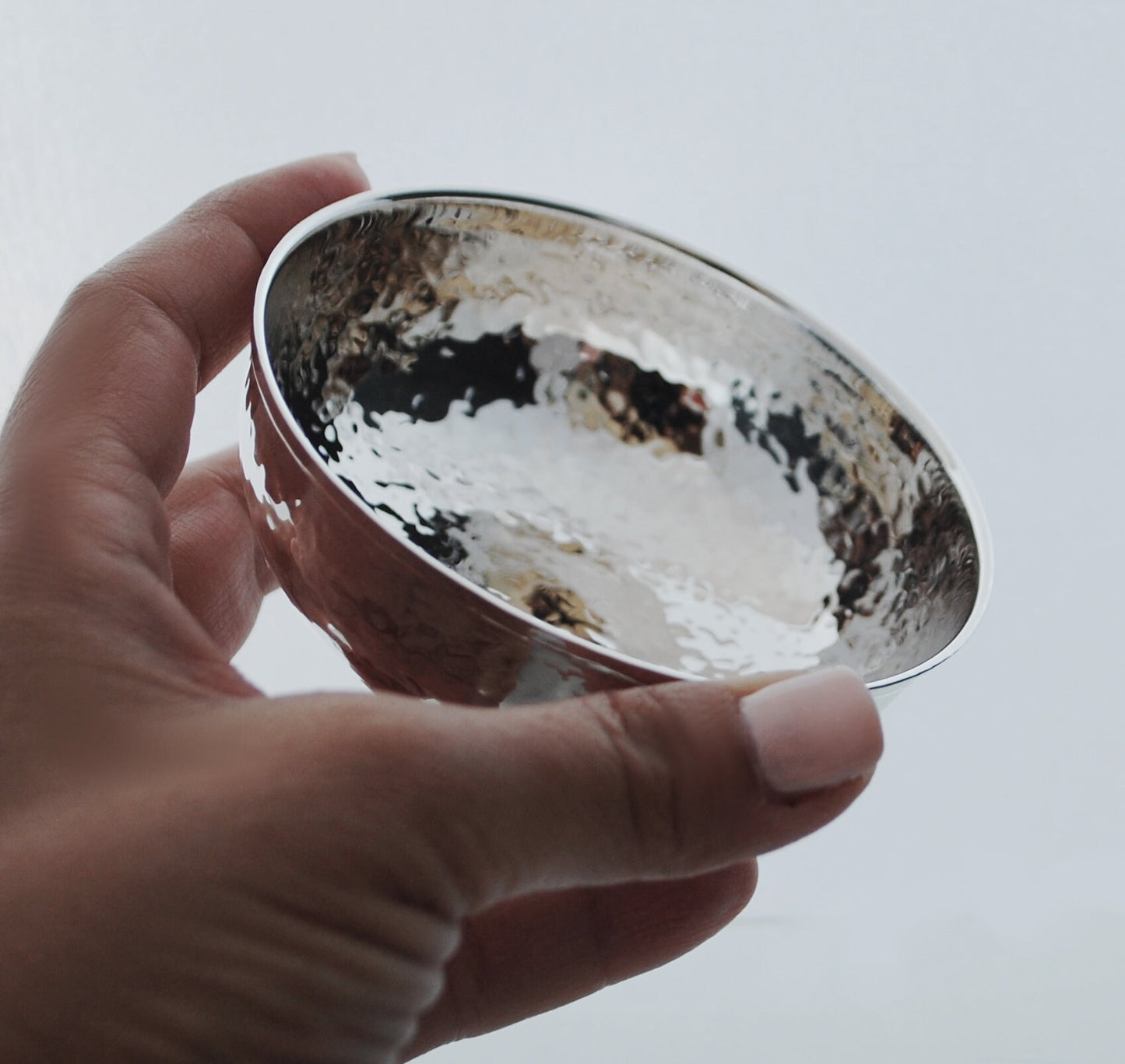 Sterling silver .925 hammered round bowls