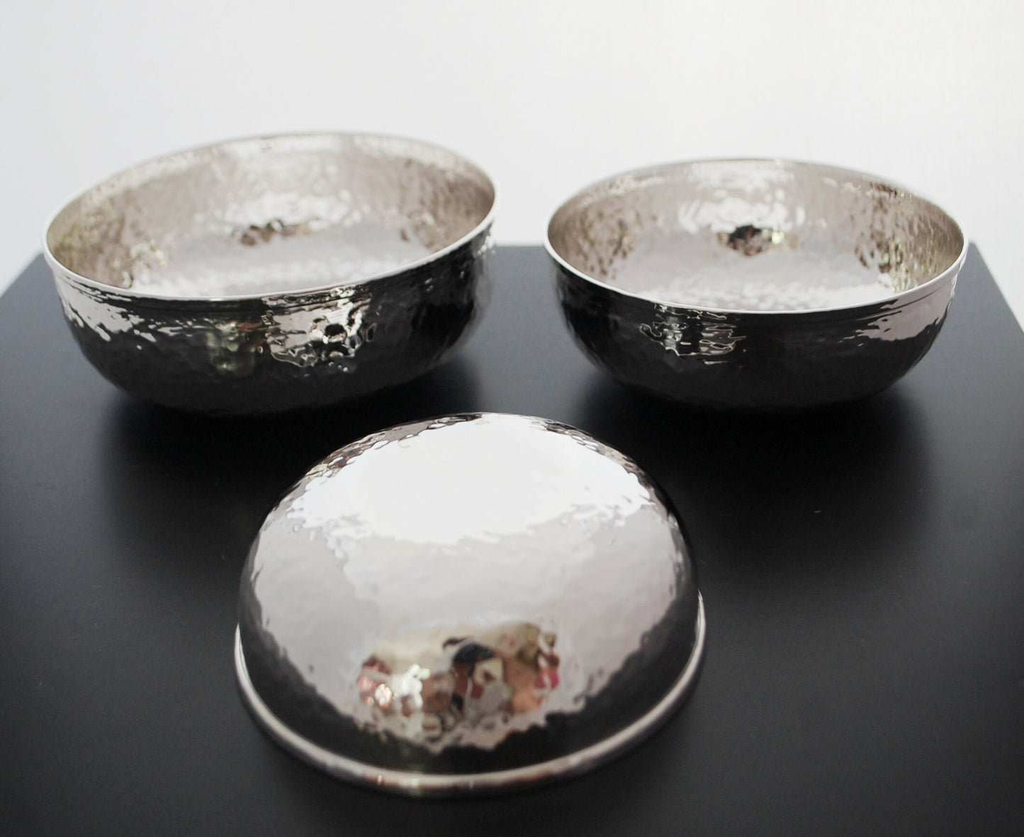 Sterling silver .925 hammered round bowls