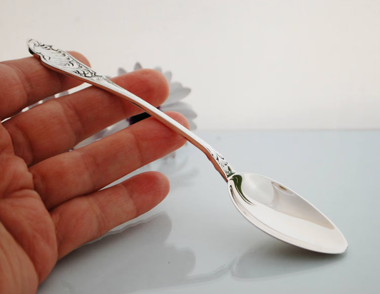 Sterling silver baby spoon .925 seashell - vintage style handle