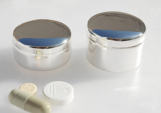 Sterling Silver pill Box, NEW sterling tiny round pill box - Special Treasure box