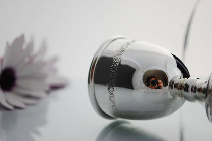 Sterling silver egg cup .925 with round stone, vintage style