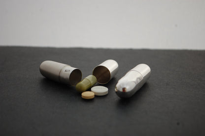 Sterling Silver pill Box MINI Handmade Pill-shaped box, Pill Case - capsule pillbox