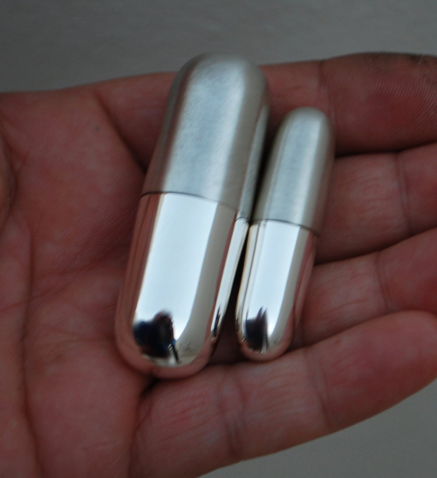 Sterling Silver pill Box Handmade Pill-shaped box, Pill Case - capsule pillbox