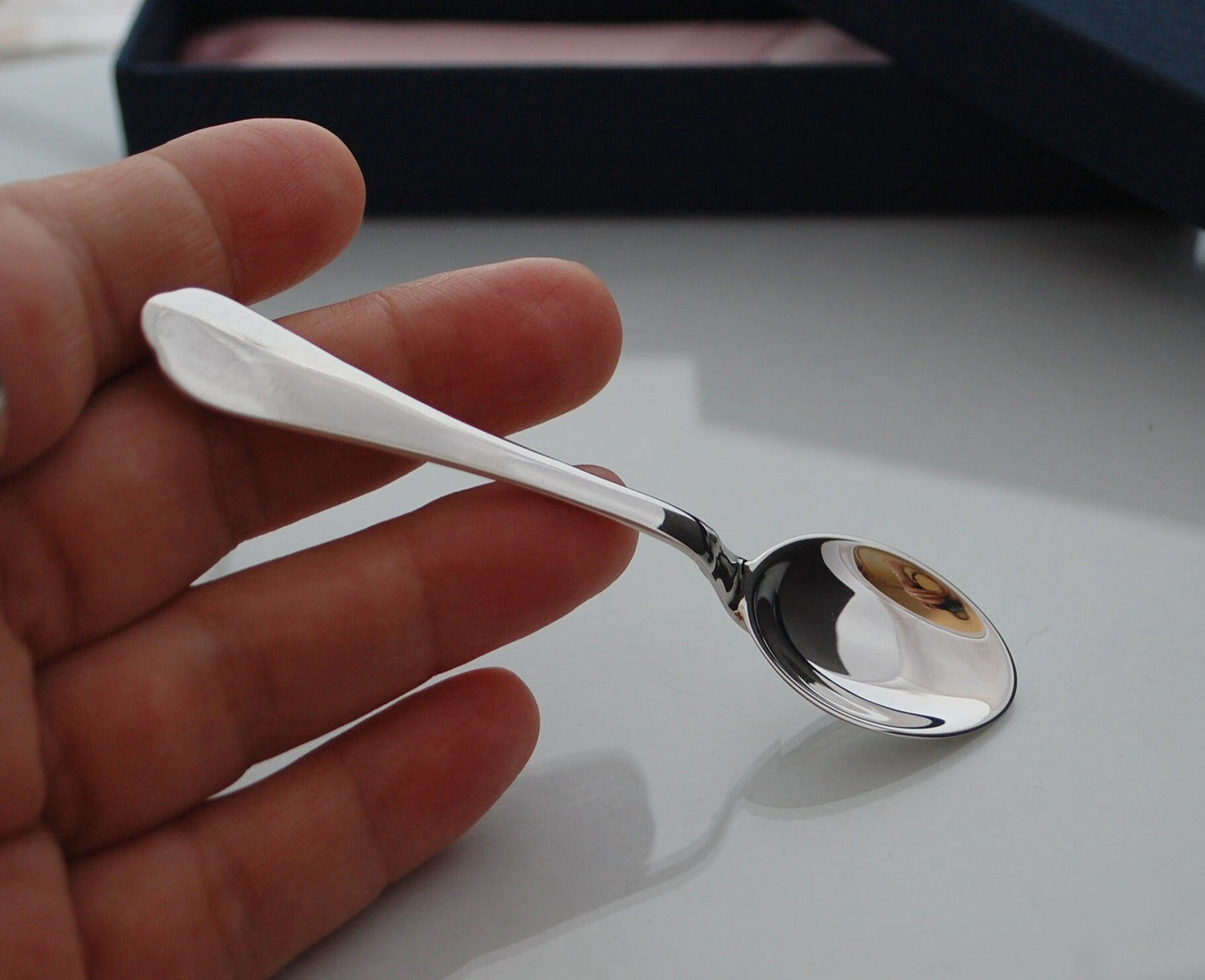 Sterling silver baby spoon .925 minimal modern mini baby feeding spoon