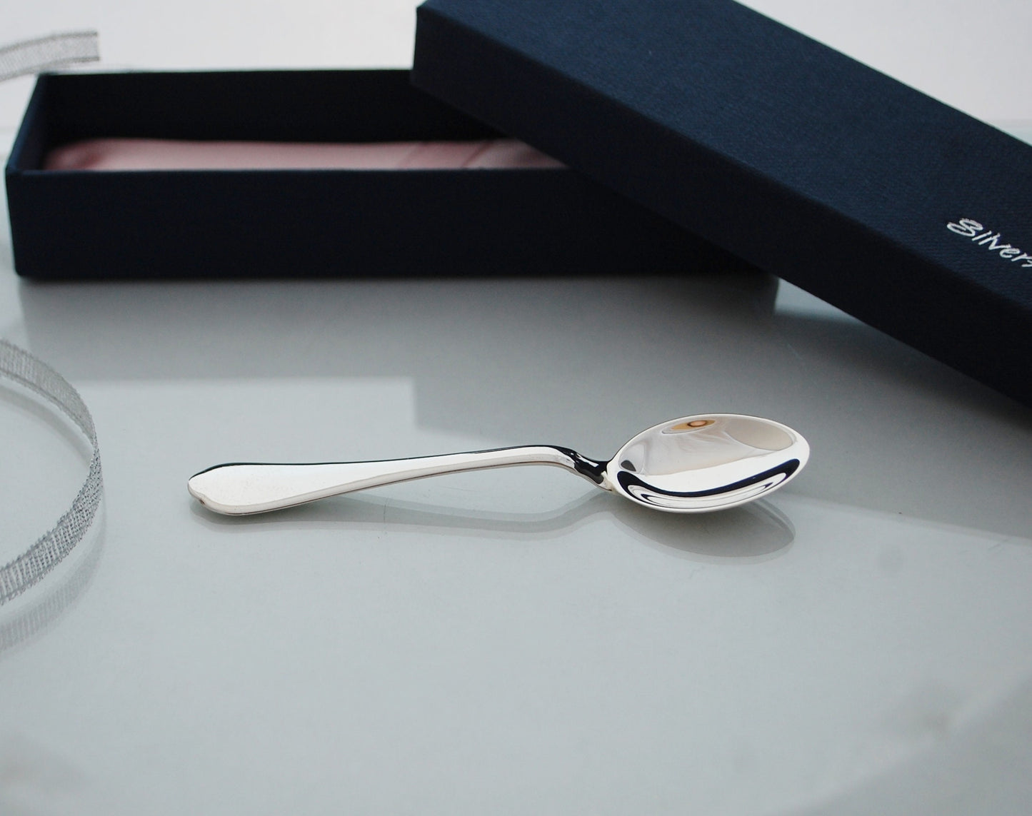 Sterling silver baby spoon .925 minimal modern mini baby feeding spoon