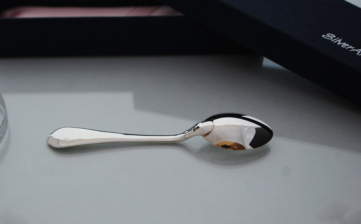 Sterling silver baby spoon .925 minimal modern mini baby feeding spoon