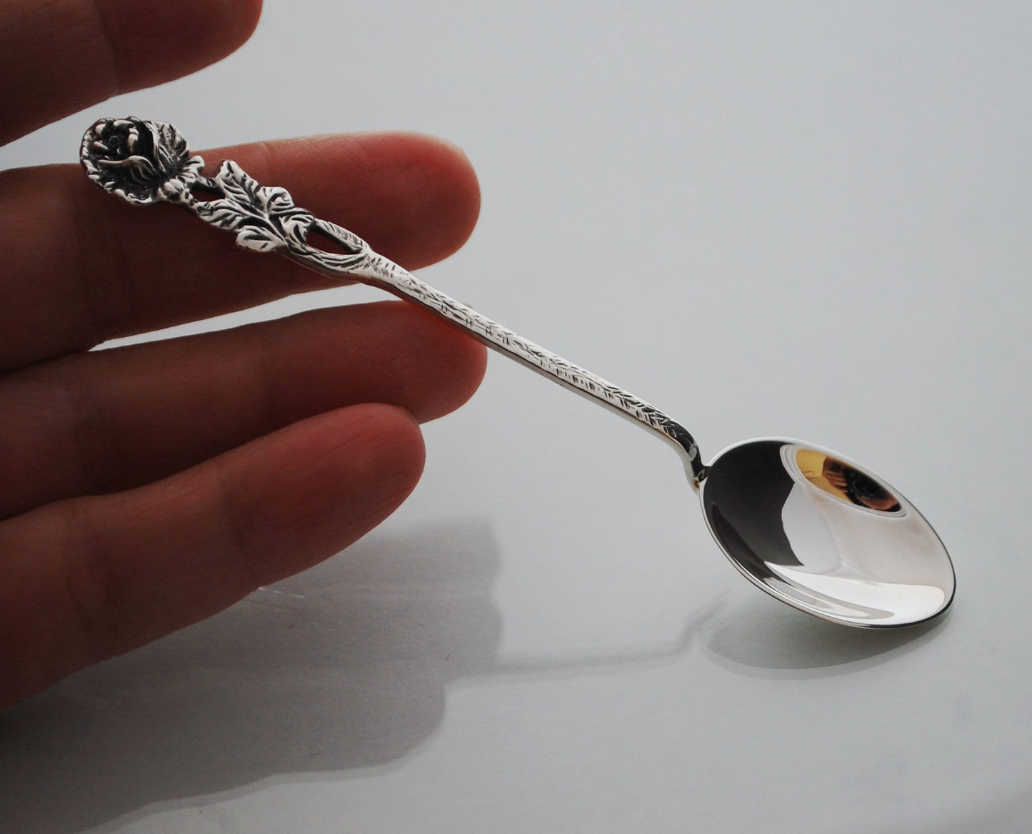 Sterling silver spoon .925 with tiny ROSE on handle