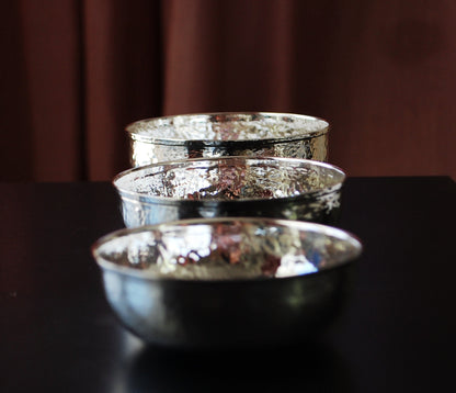 Sterling silver .925 hammered round bowls