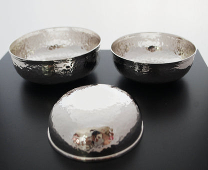 Sterling silver .925 hammered round bowls
