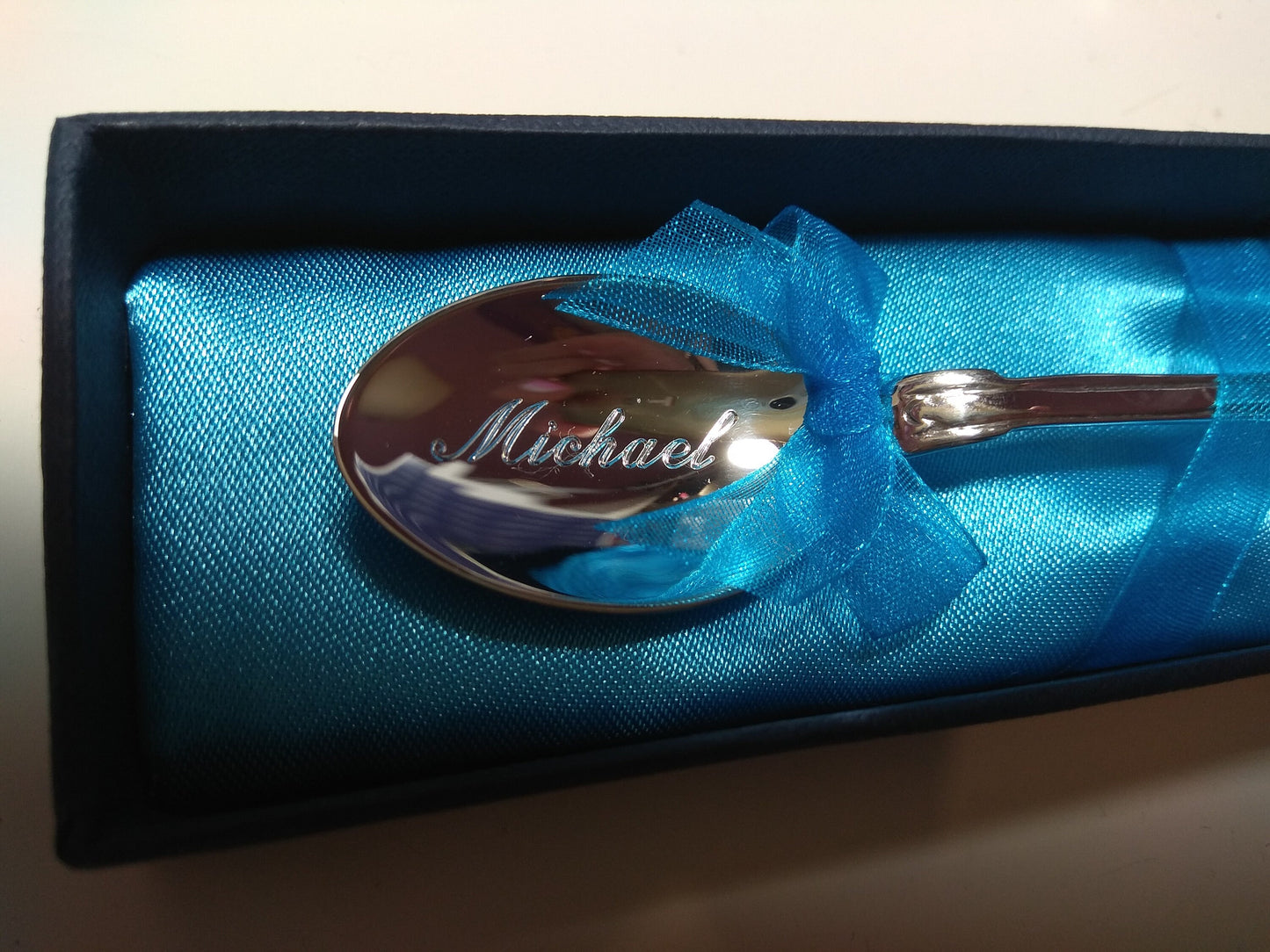 Sterling silver baby spoon .925 fruit theme curved on handle