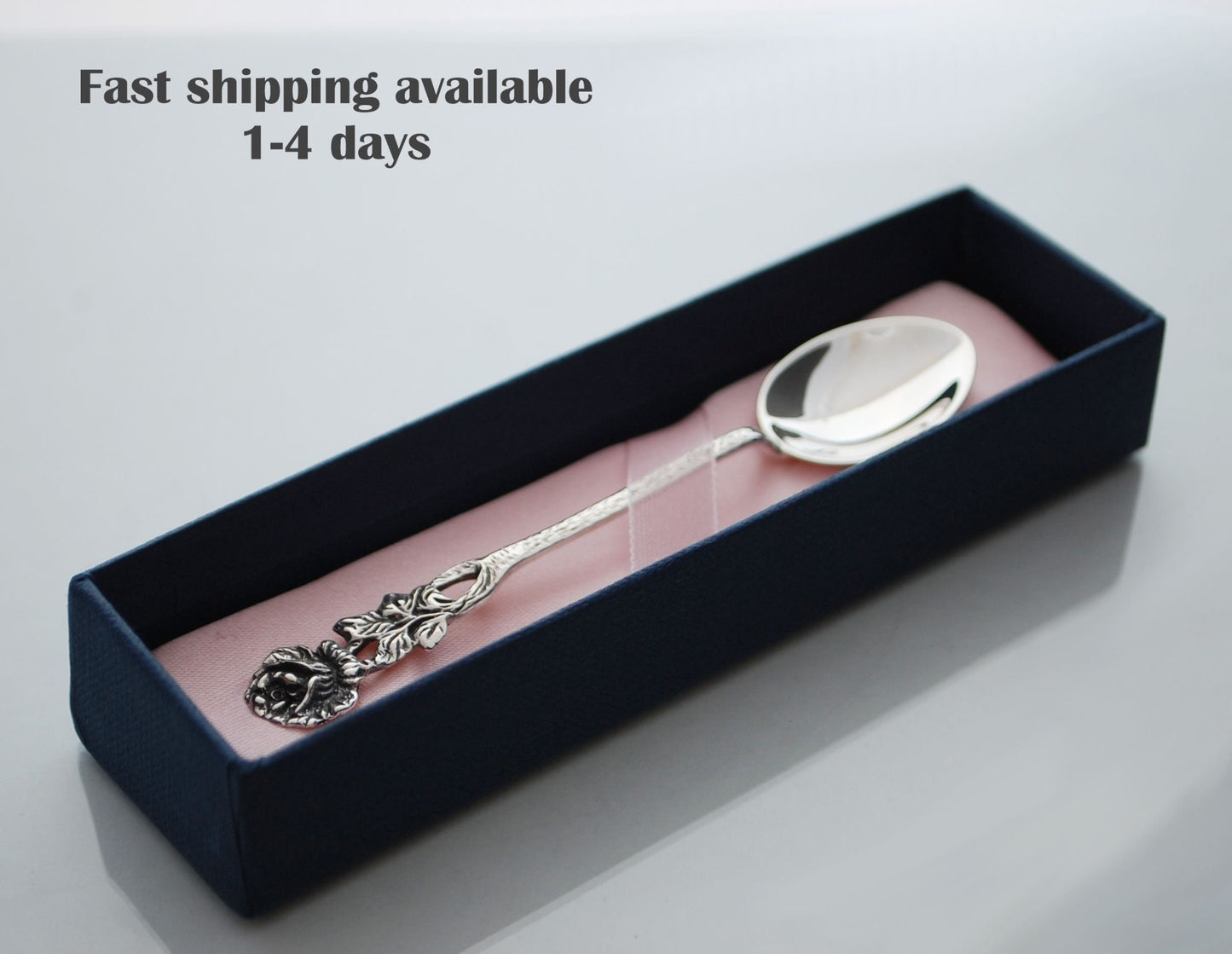 Sterling silver spoon .925 with tiny ROSE on handle