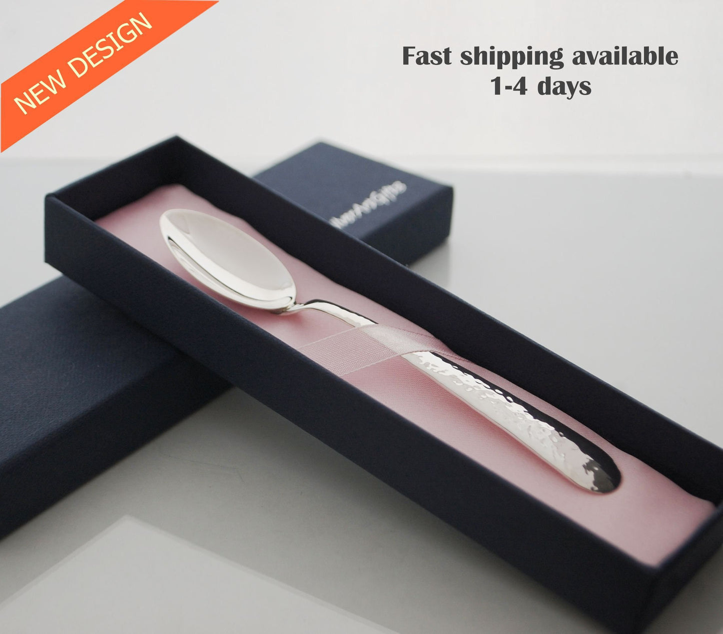 Sterling silver baby spoon .925 hammered modern spoon